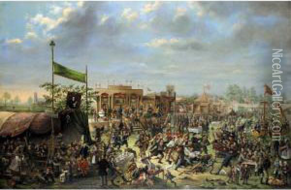 A Scene At Donnybrook Fair Oil Painting - Samuel Watson