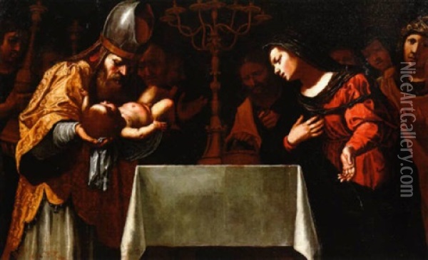 La Presentation De L'enfant Jesus Au Temple Oil Painting - Orazio Ferraro