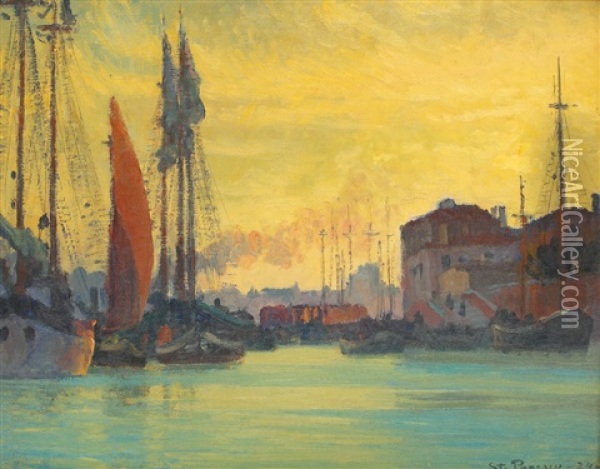 Sunset In Chioggia Oil Painting - Stefan Popescu