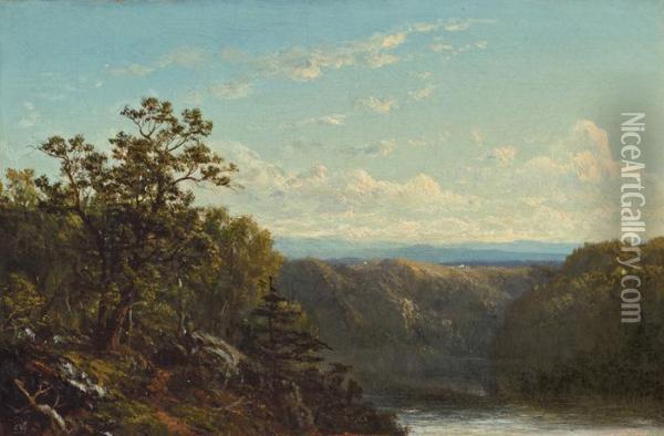 A View Near The Hudson Oil Painting - David Johnson