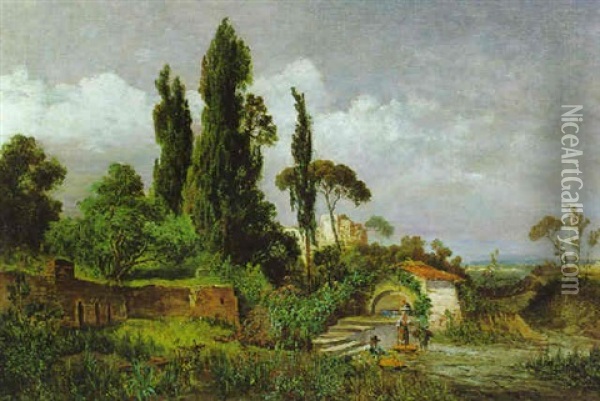 Italienische Landschaft Oil Painting - Theodor von Hoermann