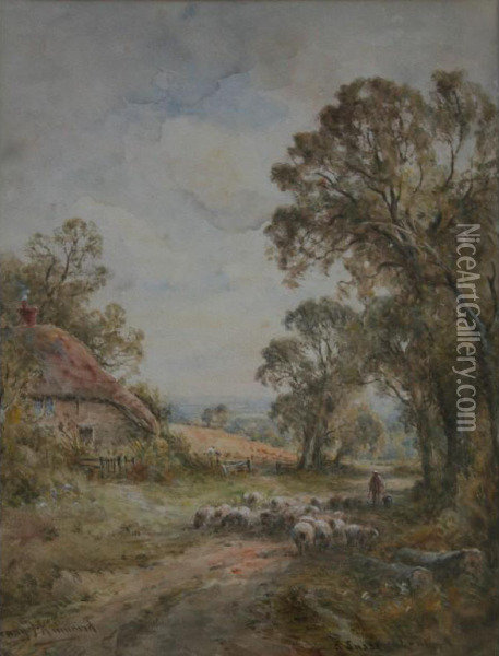 A Sussex Lane Oil Painting - Henry John Kinnnaird