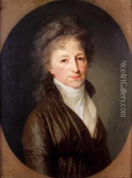 Portrait De Dame Dans Un Ovale Peint Oil Painting - Johann Friedrich A. Tischbein