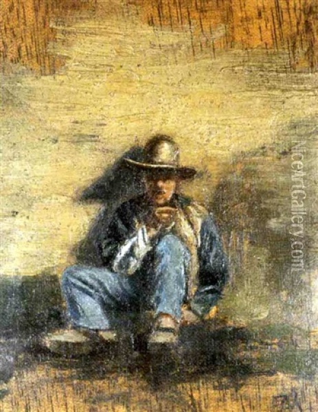 Homme Assis Au Chapeau Oil Painting - Ernest Meissonier