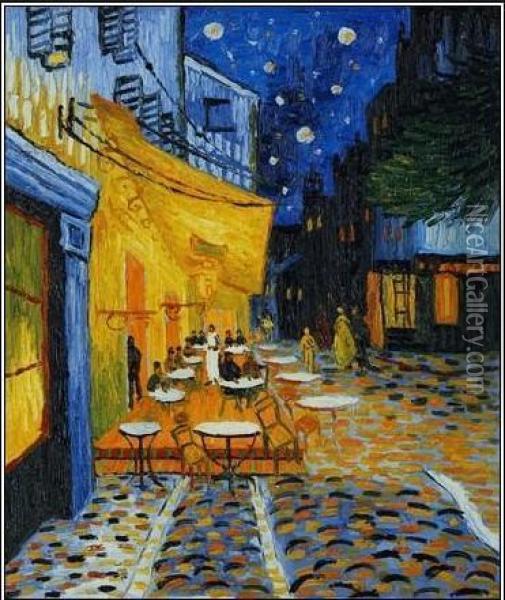 Cafe Terrace At Night Oil Painting - Vincent Van Gogh