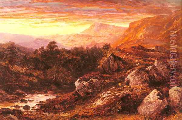 The Valley Of The Lleder North Wales Oil Painting - Benjamin Williams Leader