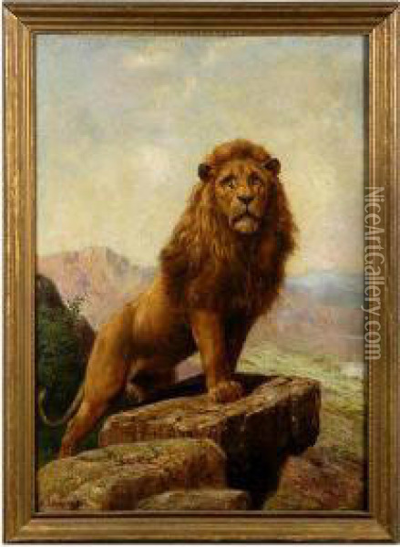 Lion. Oil Painting - Robert Atkinson Fox