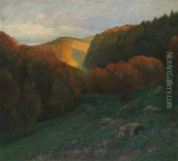 Herbstlandschaft Oil Painting - Adolf Kaufmann