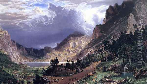 Storm in the Rocky Mountains, Mt. Rosalie Oil Painting - Albert Bierstadt