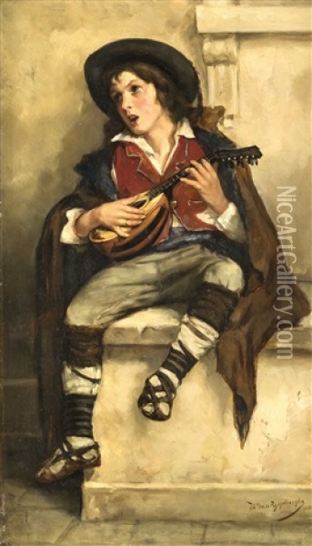 Der Junge Musikant Oil Painting - Theo van Rysselberghe