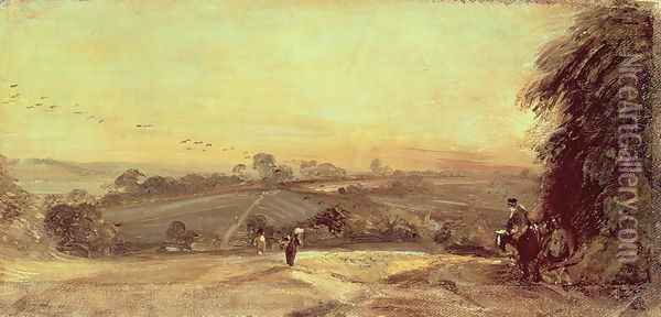 Autumnal Sunset Oil Painting - John Constable