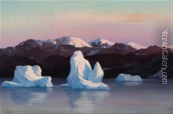 Drifting Ice Near The North Coast Of Disko Island, Greenland Oil Painting - Emanuel A. Petersen