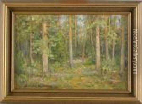 Skogslandskap, Signerad Severin Nilsson Oil Painting - Severin Nilson