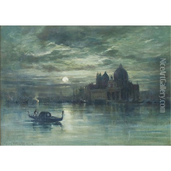 Santa Maria Della Salute By Moonlight Oil Painting - Keeley Halswelle