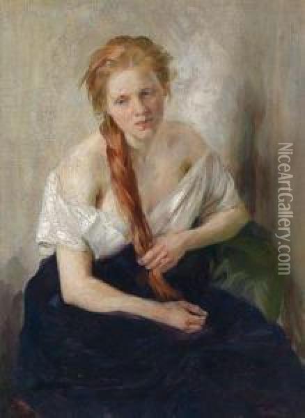 Portrait Eines Jungen Madchens Oil Painting - Klara Rettich