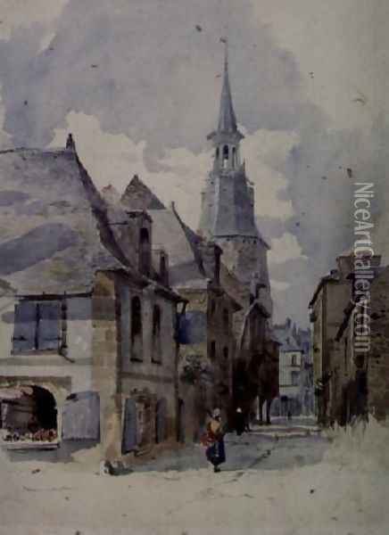 A Street in Dinan, France 2 Oil Painting - William Linnaeus Casey