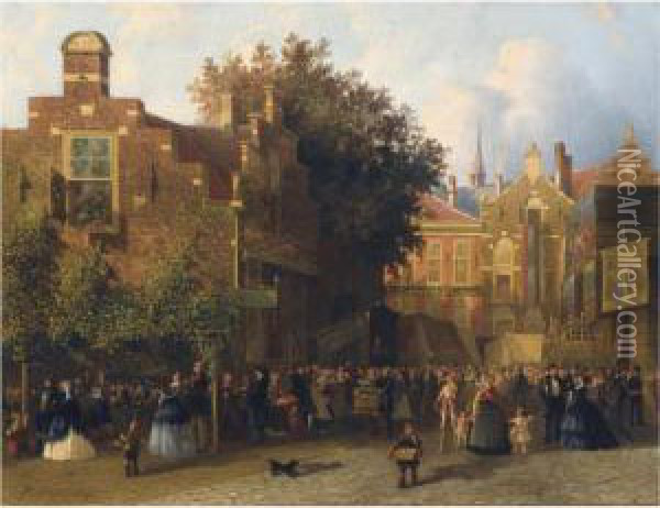 A Fair In Leiden Oil Painting - Joseph Bles