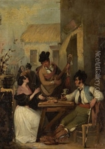 En La Taberna Oil Painting - Joaquin Dominguez Becquer