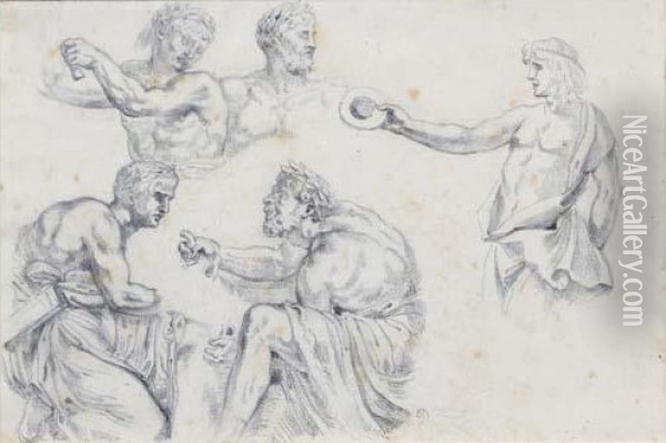 Trois Etudes De Personnages Du Xvie Siecle Oil Painting - Eugene Delacroix