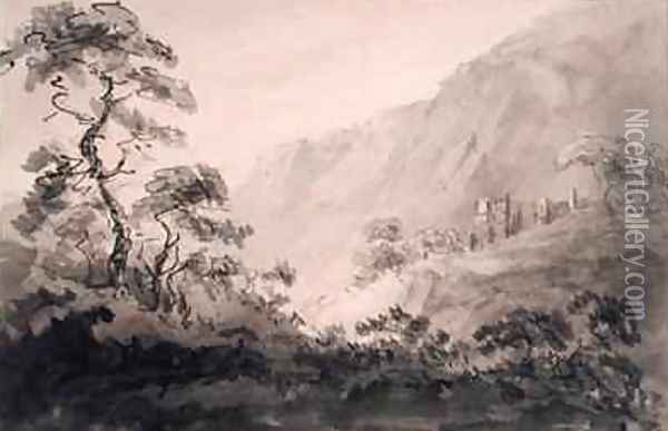Mountainous Landscape with Ruin Oil Painting - Rev. William Gilpin