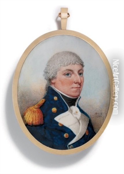 A Naval Officer Called Richard Waller Otway In Naval Uniform Oil Painting - Adam Buck