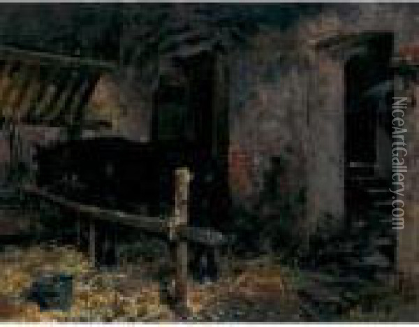 Interno Di Stalla Con Cavallo Oil Painting - Giovanni Segantini