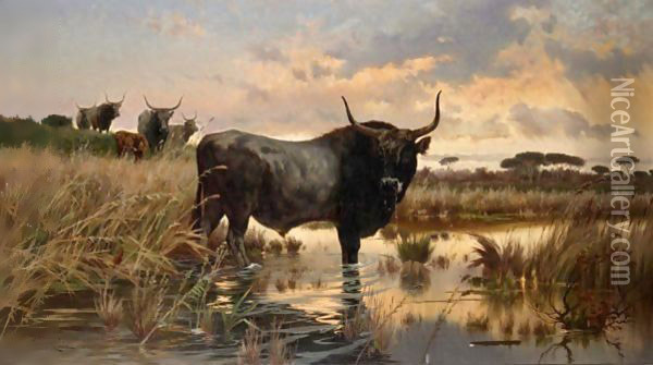 In The Pontine Marshes Oil Painting - Pietro Barucci
