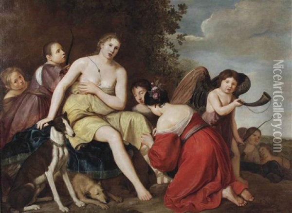 Diana And Her Nymphs Preparing For Hunt Oil Painting - Johan Danckerts