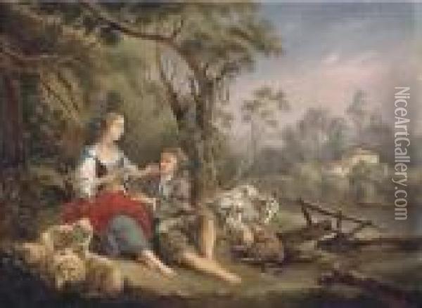 The Amorous Shepherd Oil Painting - Nicolas Lancret