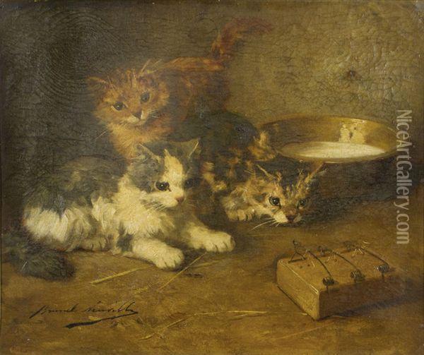 Les Chatons Oil Painting - Alphonse de Neuville