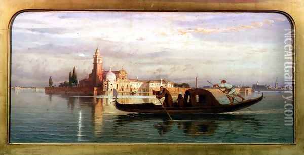 On the Venetian Lagoon Oil Painting - Carl Friedrich H. Werner