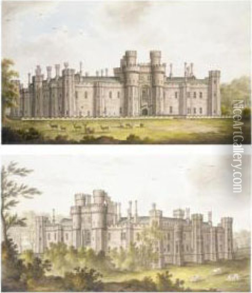 An Album Of Views And Plans Of Herstmonceux Castle, Sussex Oil Painting - James, Snr, Lewes Of Lambert