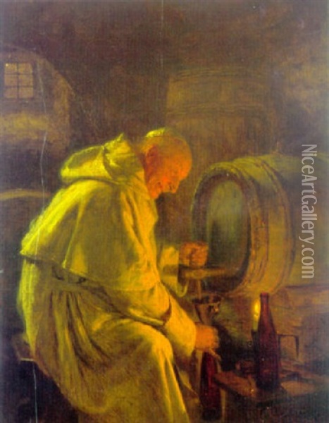 Monich Im Weinkeller Oil Painting - Eduard von Gruetzner