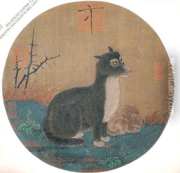 Dogs, Hui-Tsung Dynasty, 1100-35 Oil Painting - Anonymous Artist