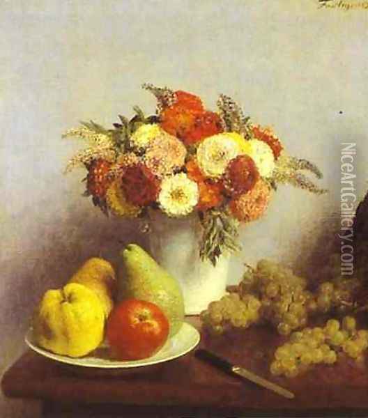 Flowers and Fruit 2 Oil Painting - Ignace Henri Jean Fantin-Latour