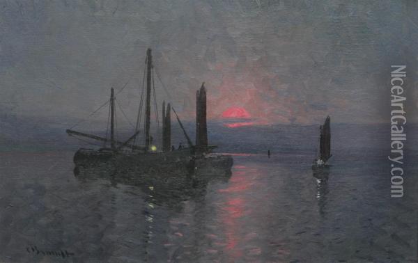 Fiskebatar Till Sjoss Oil Painting - Carl Brandt