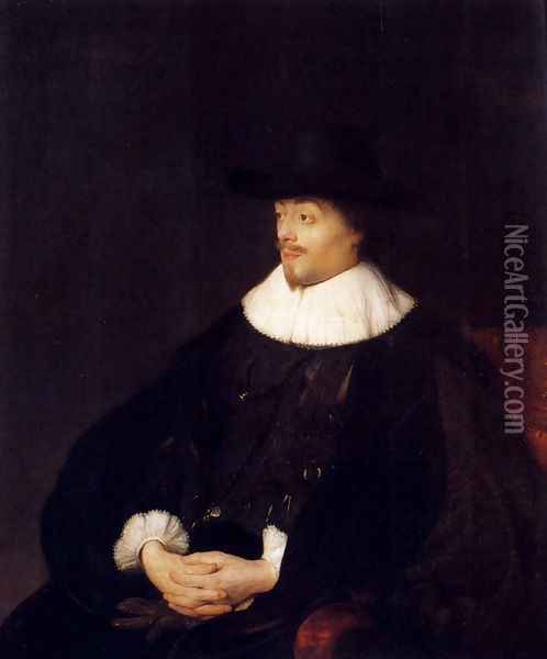Portrait Of Constantijn Huygens Oil Painting - Jan Lievens