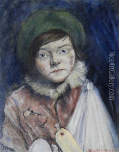 Camden Town Kid Or Cockney Stoic Oil Painting - Christopher Richard Wynne Nevinson