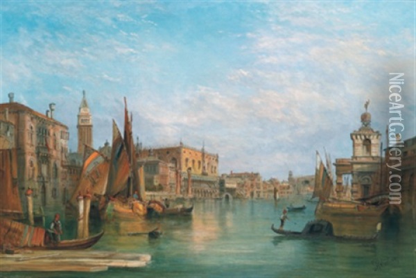 Motiv Vom Canal Grande In Venedig Oil Painting - Alfred Pollentine