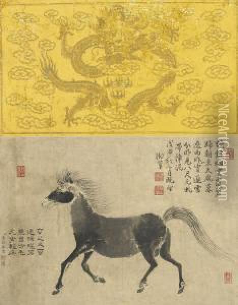 Heavenly Horse Oil Painting - Emperor Qianlong