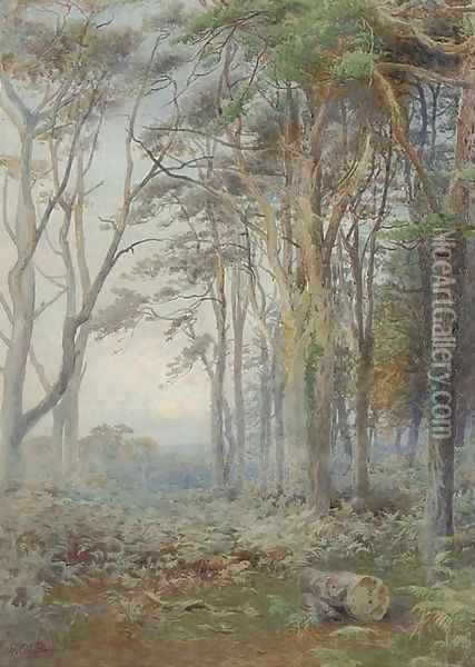 The moon rising over a woodland ride Oil Painting - Howard Gull Stormont