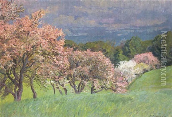 Bluhende Apfelbaume Oil Painting - Eduard Steinbach