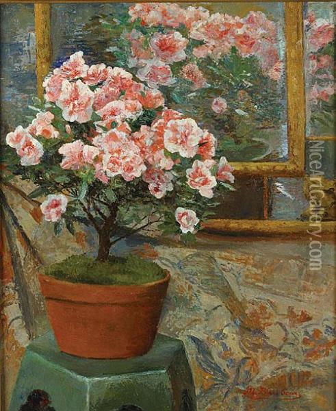 Nature Morte Aux Fleurs Et Miroir Oil Painting - Ernest Blanc-Garin