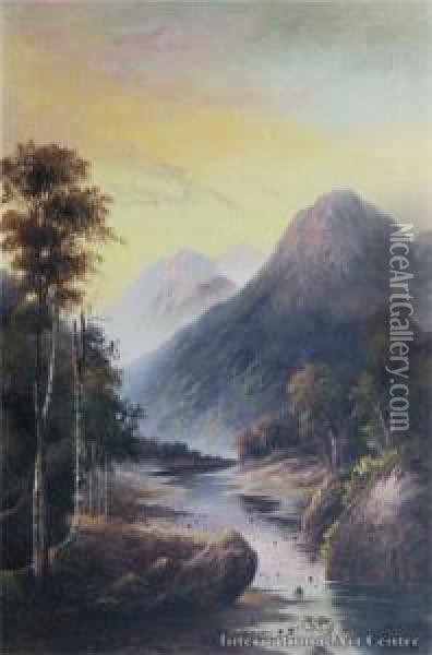 Maitai River Oil Painting - Thomas Reginald Attwood