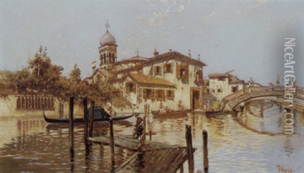 Canale A Venezia Oil Painting - Riccardo Pellegrini