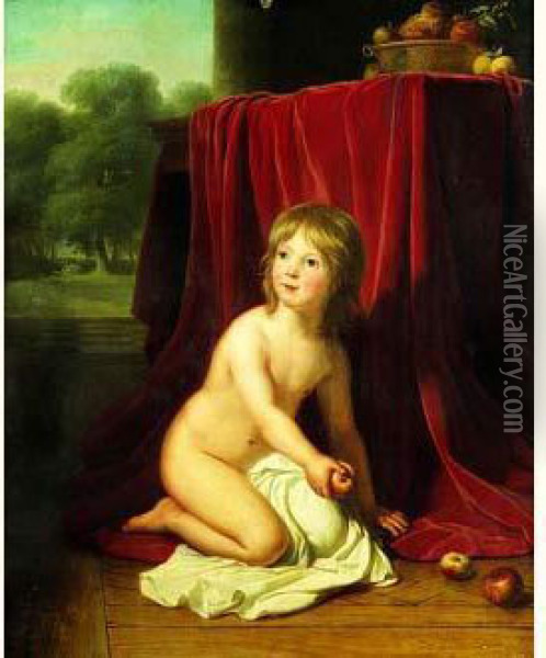 Portrait D'un Jeune Garcon Jouant Avec Des Pommes Oil Painting - Jeanne-Elisabeth Chaudet