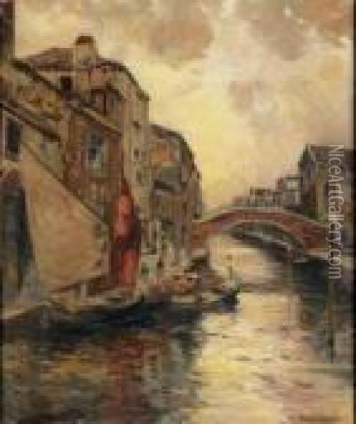 Canale Veneziano Oil Painting - Carlo Brancaccio