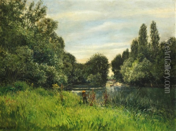 Fishing On The Marne Oil Painting - Gabriel Mathieu