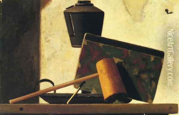Still LIfe with Notebook and Pipe Oil Painting - John Frederick Peto