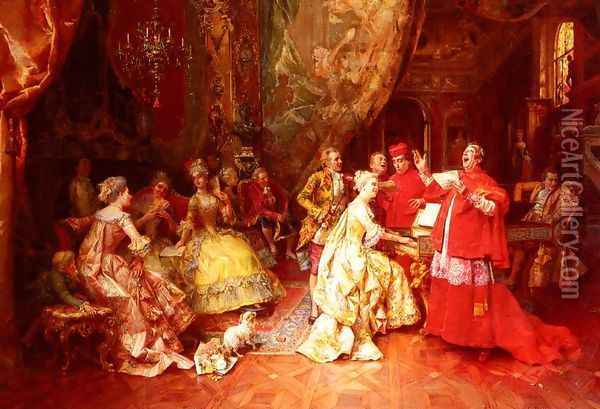 The Gala Recital Oil Painting - Cesare-Auguste Detti